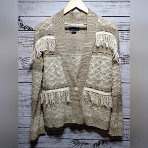 Natural Reflections Cream Cardigan‎ in size Small Western Boho Fringe